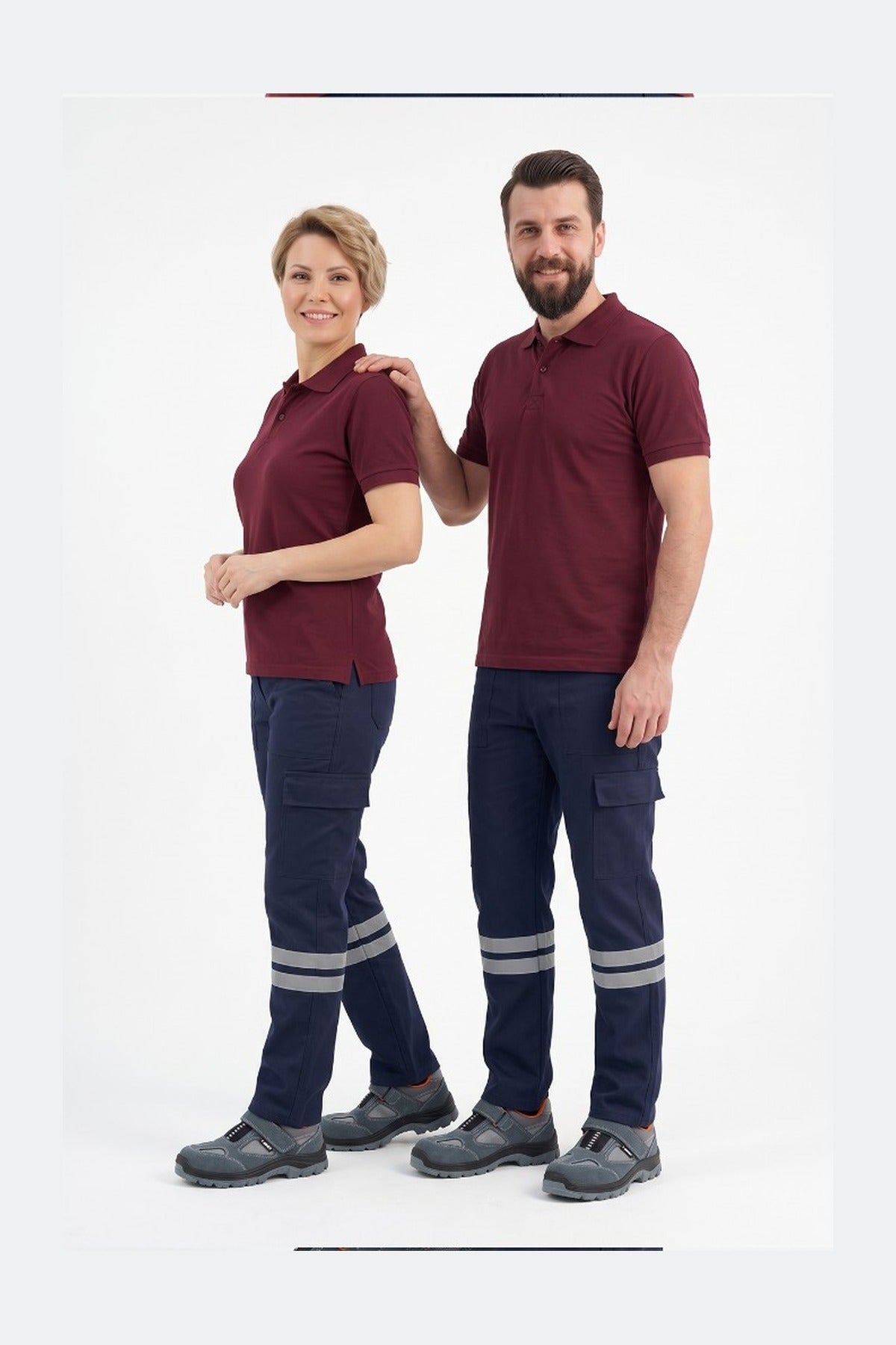 Lacivert 7/7 Gabardin Kumaş İş Pantolonu (Kışlık Kalın Kumaş)-3 cm Çift Sıra Reflektörlü