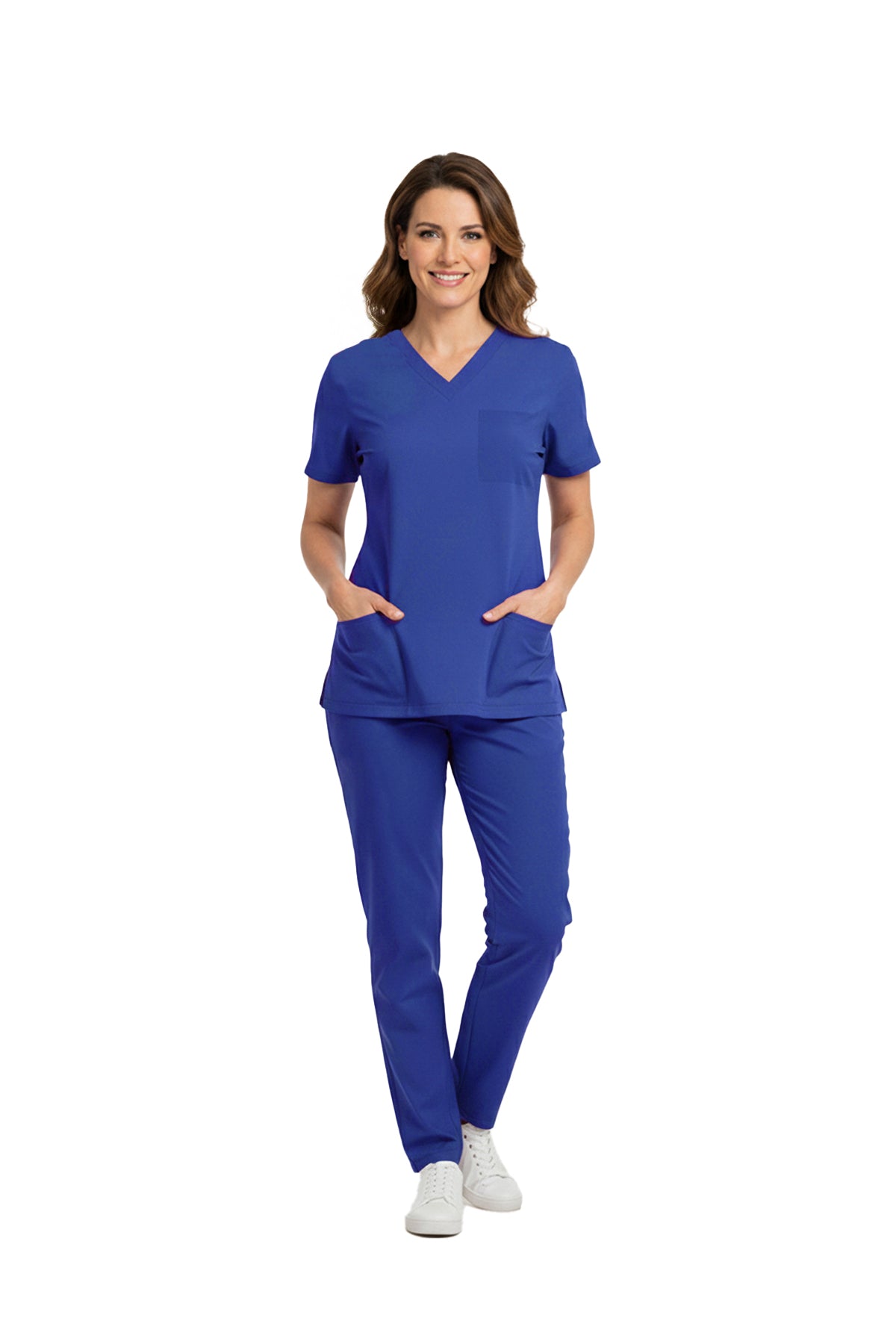 Dazzling Blue Dr. Greys Scrubs Takım Lüks Likralı Kumaş