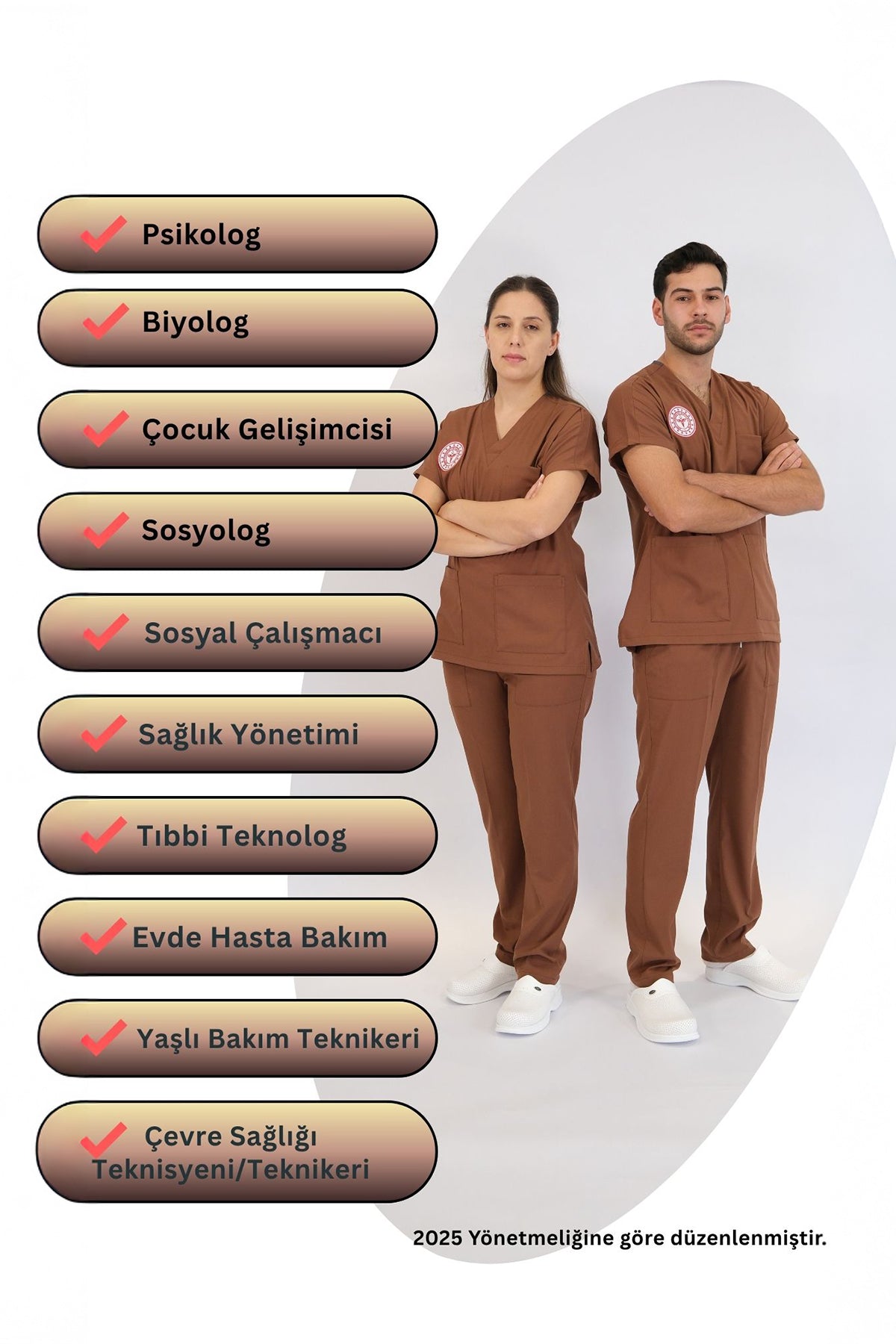 Diğer Sağlık Meslek Mensupları Forması Scrubs Likralı Takım Sağlık Bakanlığı Uyumlu-Friar Brown