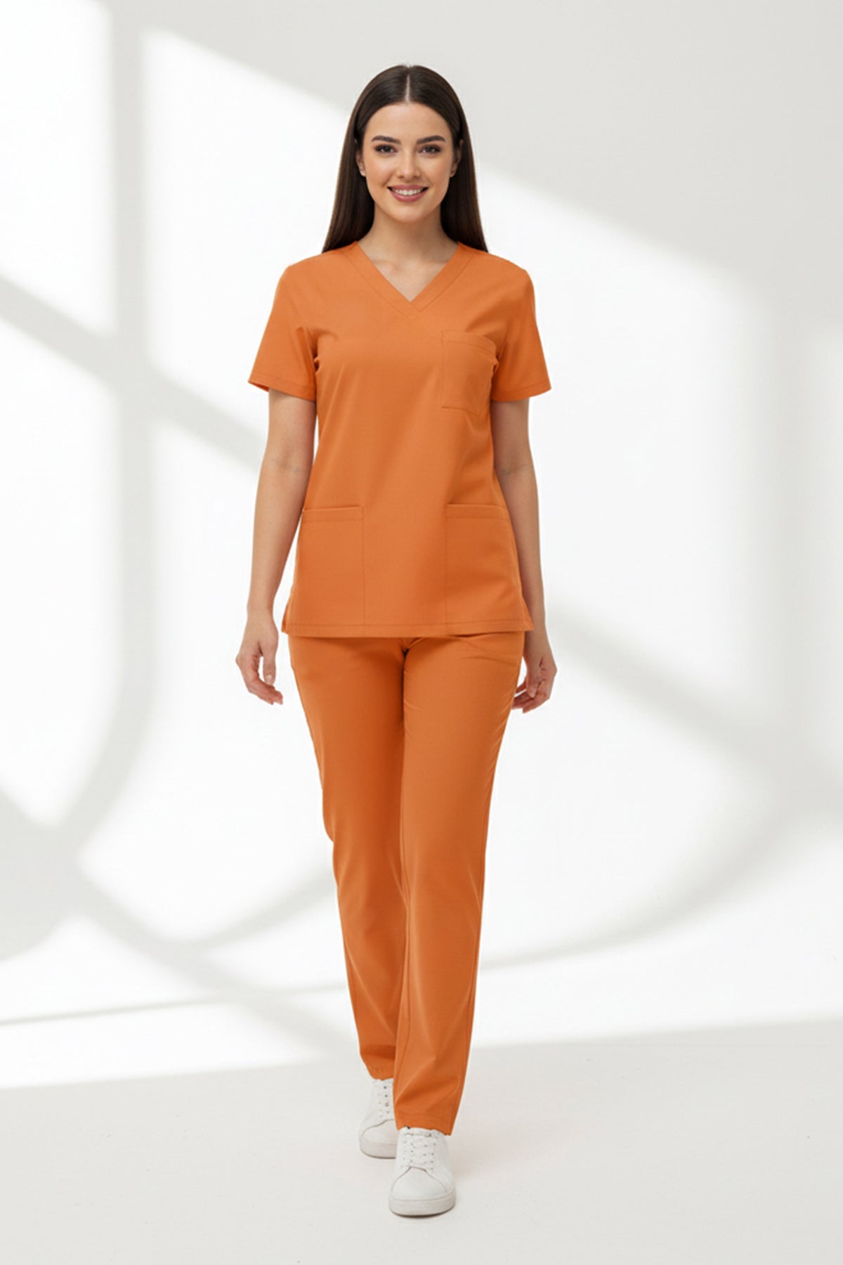 Orange Ochre Dr. Greys Scrubs Takım Lüks Likralı Kumaş
