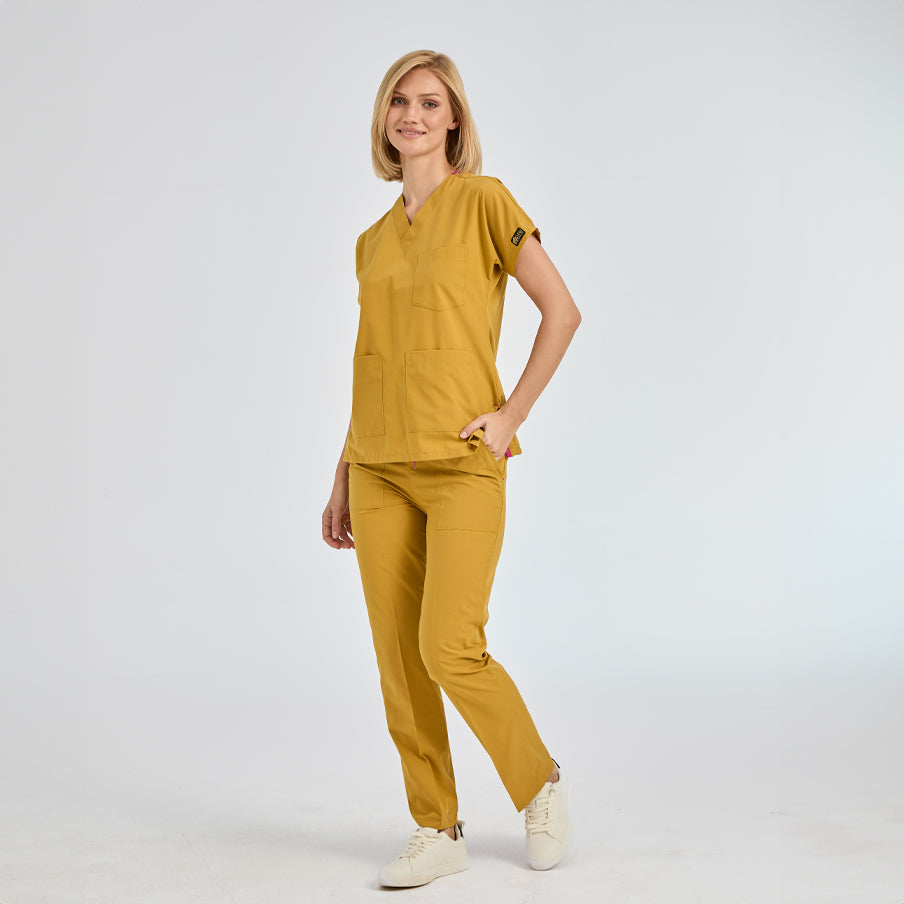 Hardal Dr. Greys Scrubs Takım Terikoton Kumaş