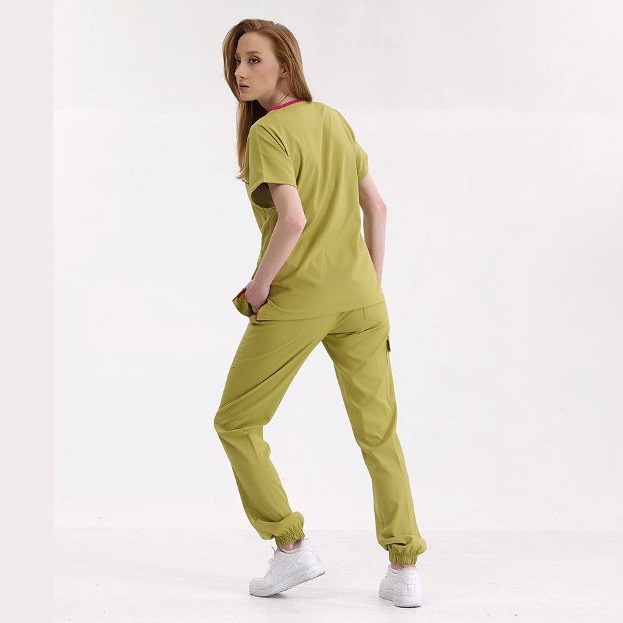 Antep Fıstığı Jogger Scrubs Takım Lüks Likralı Kumaş