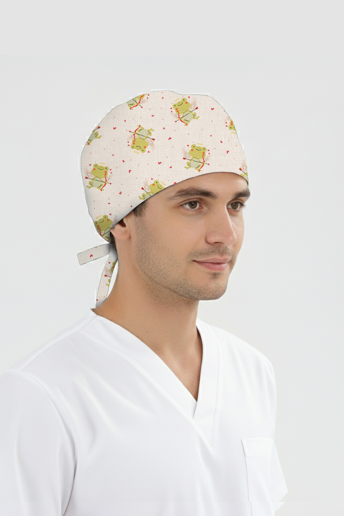Aşk Kurbağası Desenli Bone (Cotton Likra Kumaş)