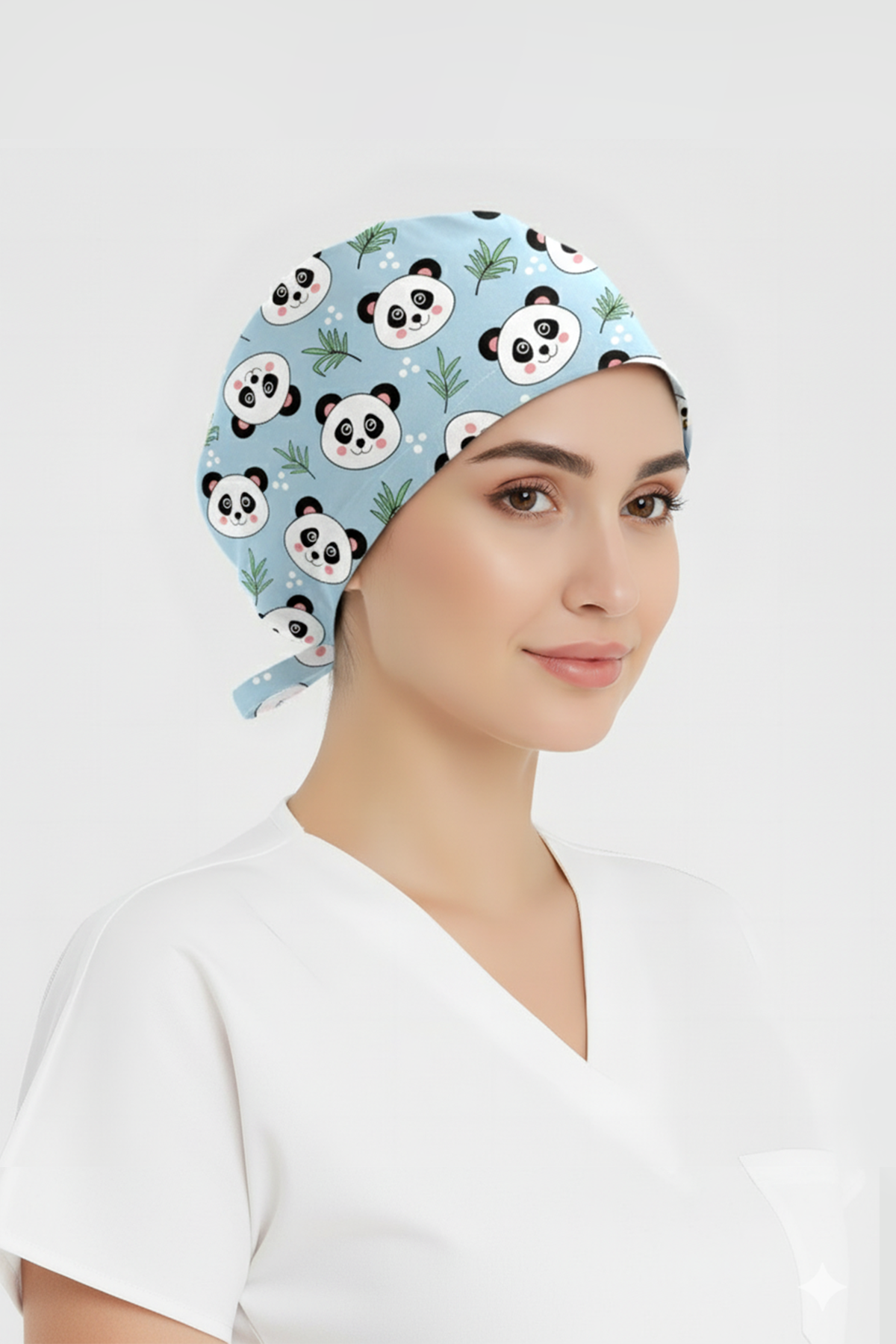Tatlı Panda Desenli Bone (Cotton Likra Kumaş)