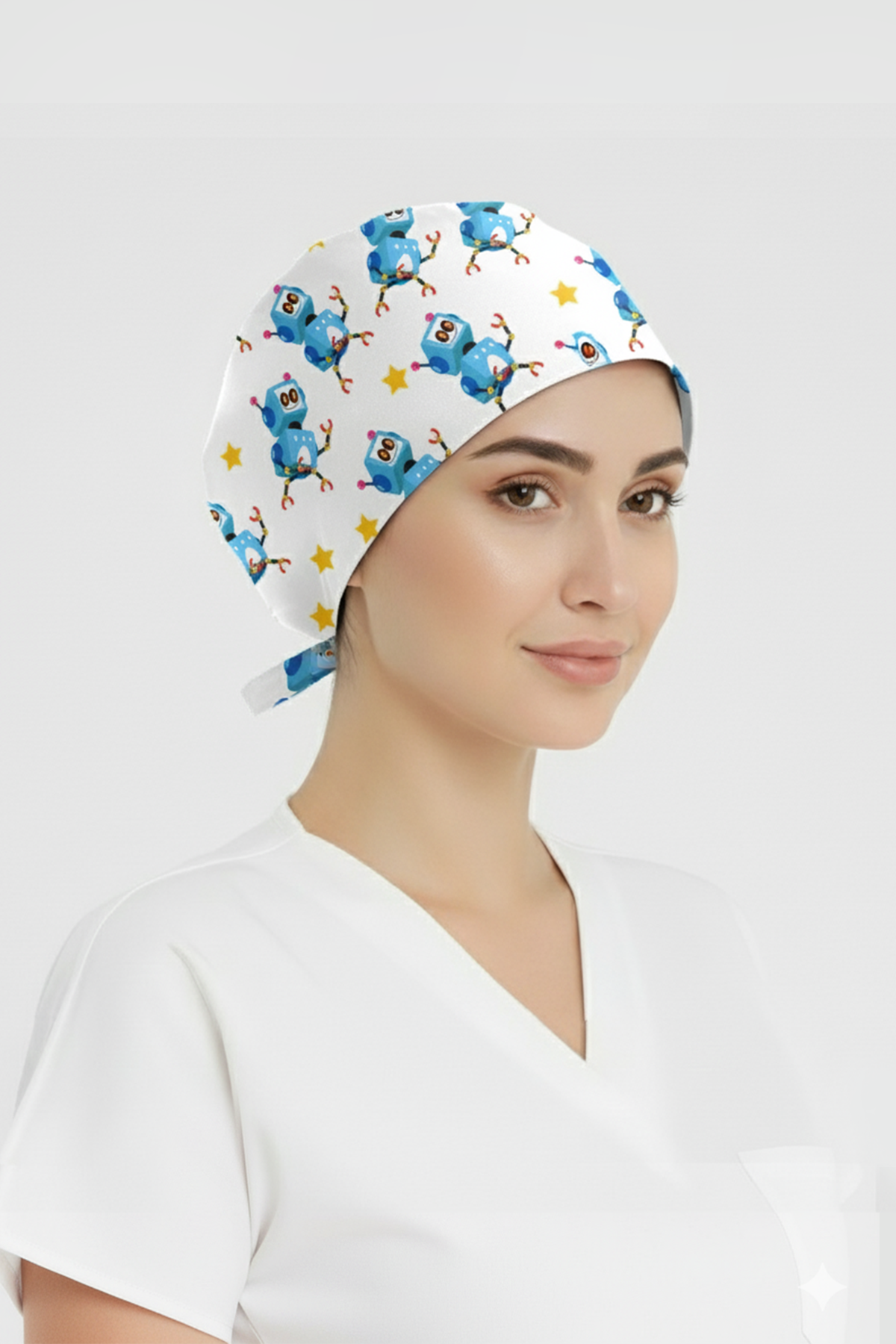 Robotik Desenli Bone (Cotton Likra Kumaş)