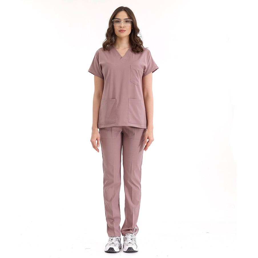 Gül Kurusu Dr. Greys Scrubs Takım Lüks Likralı Kumaş