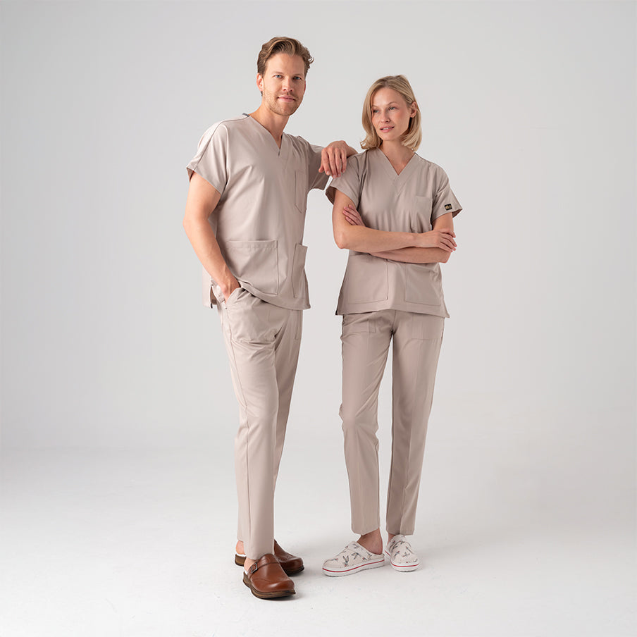 Krem Dr. Greys  Scrubs Takım Best Likralı Kumaş