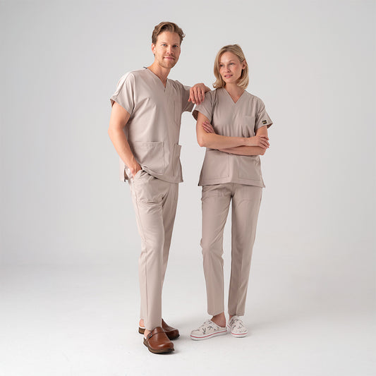 Krem Dr. Greys  Scrubs Takım Best Likralı Kumaş