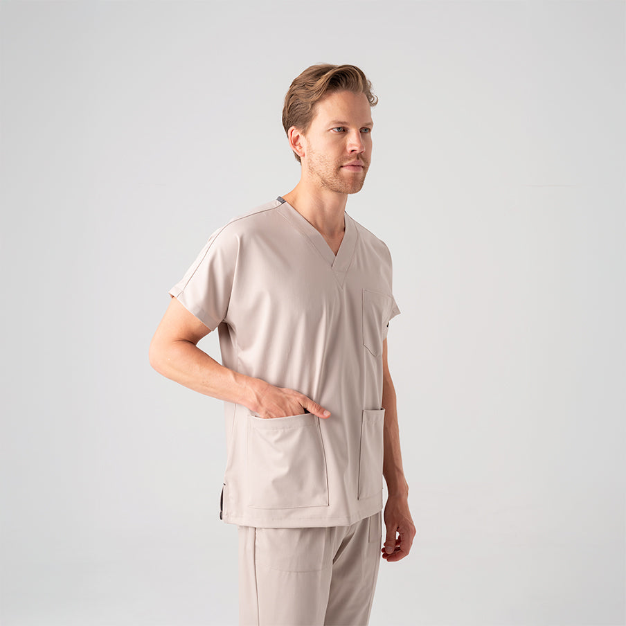 Krem Dr. Greys  Scrubs Takım Best Likralı Kumaş