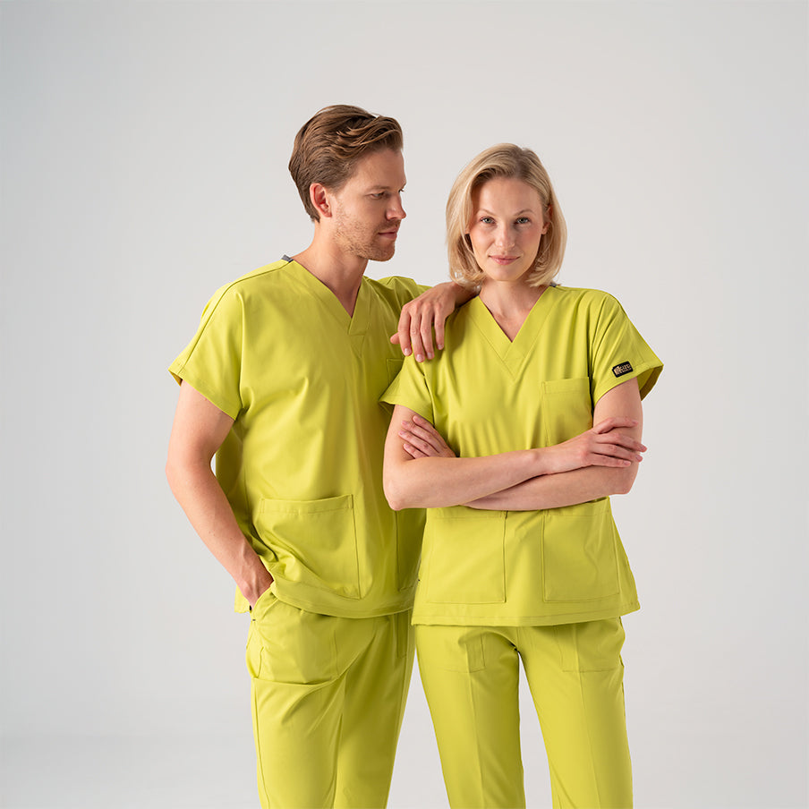 Neon Yeşil Dr. Greys  Scrubs Takım Best Likralı Kumaş