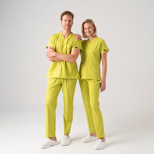 Neon Yeşil Dr. Greys  Scrubs Takım Best Likralı Kumaş