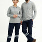 Gri Melanj Polo Yaka Uzun Kol İş Sweatshirtü Penye Lacoste Kumaş