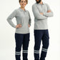 Gri Melanj Polo Yaka Uzun Kol İş Sweatshirtü Penye Lacoste Kumaş