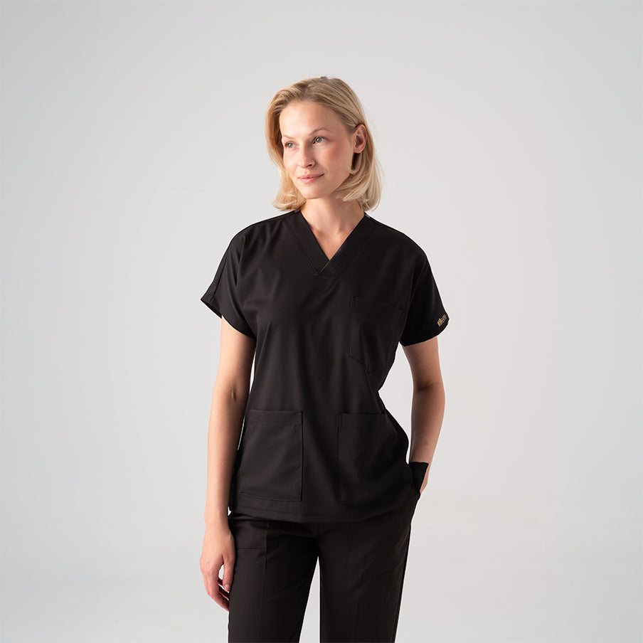 Siyah Dr. Greys  Scrubs Takım Best Likralı Kumaş