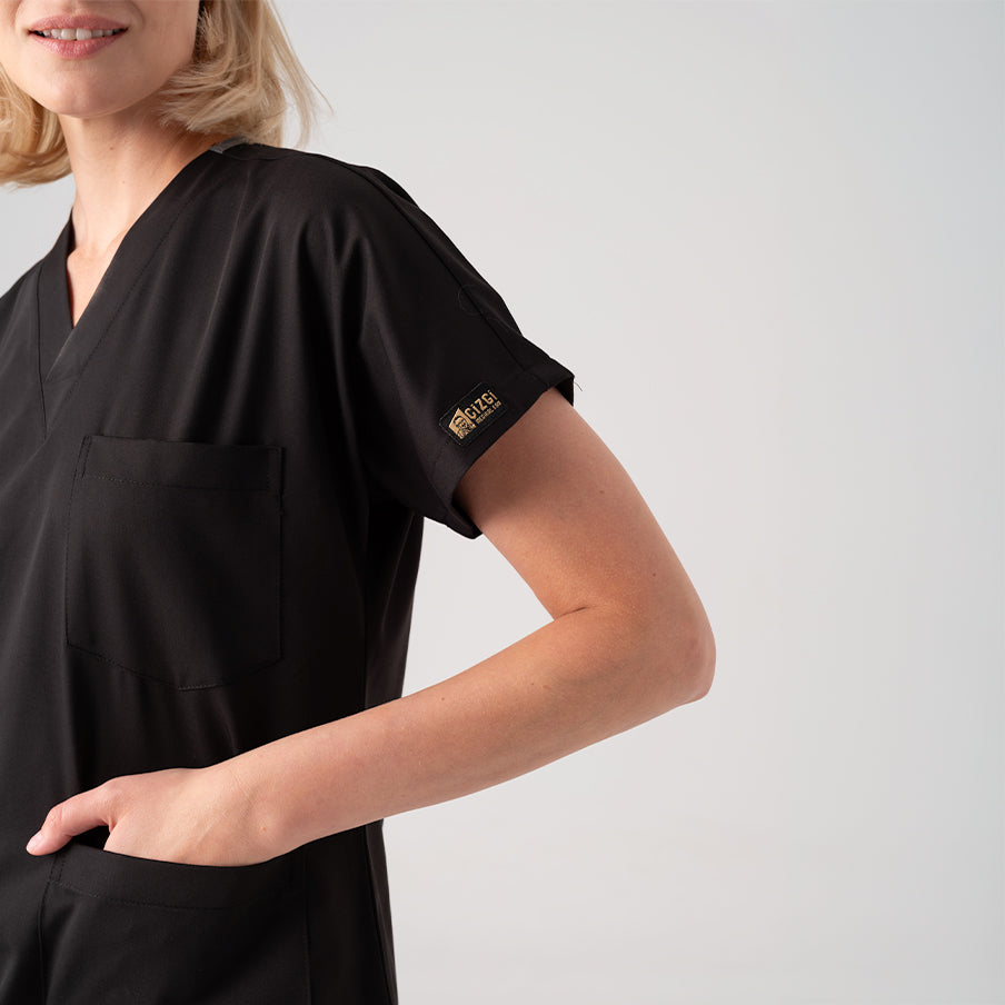 Siyah Dr. Greys  Scrubs Takım Best Likralı Kumaş