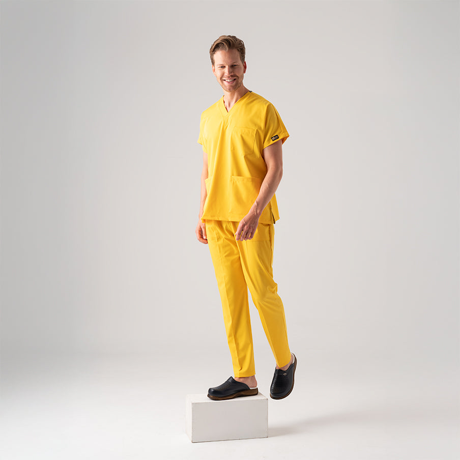 Sarı Dr. Greys  Scrubs Takım Best Likralı Kumaş