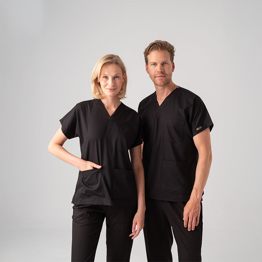 Siyah Dr. Greys  Scrubs Takım Best Likralı Kumaş