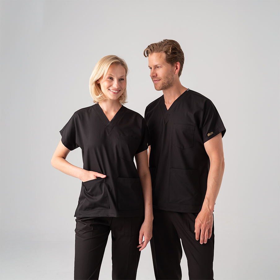 Siyah Dr. Greys  Scrubs Takım Best Likralı Kumaş