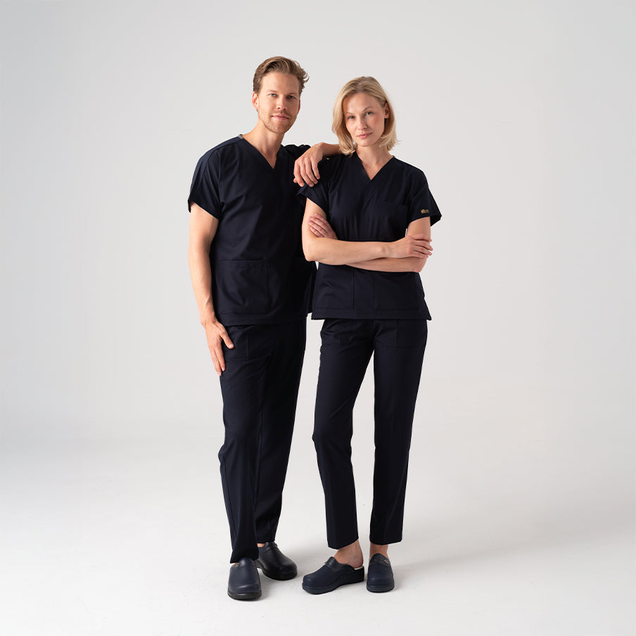 Lacivert Dr. Greys  Scrubs Takım Best Likralı Kumaş