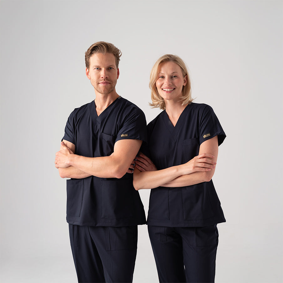 Lacivert Dr. Greys  Scrubs Takım Best Likralı Kumaş