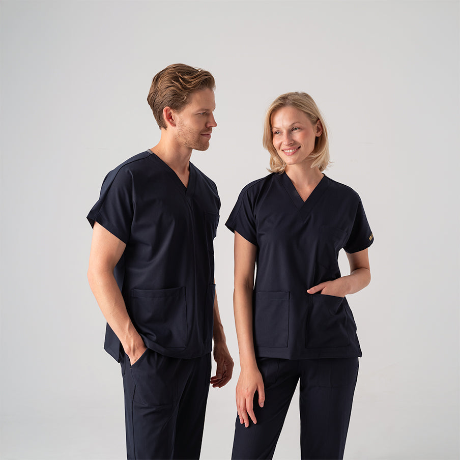 Lacivert Dr. Greys  Scrubs Takım Best Likralı Kumaş