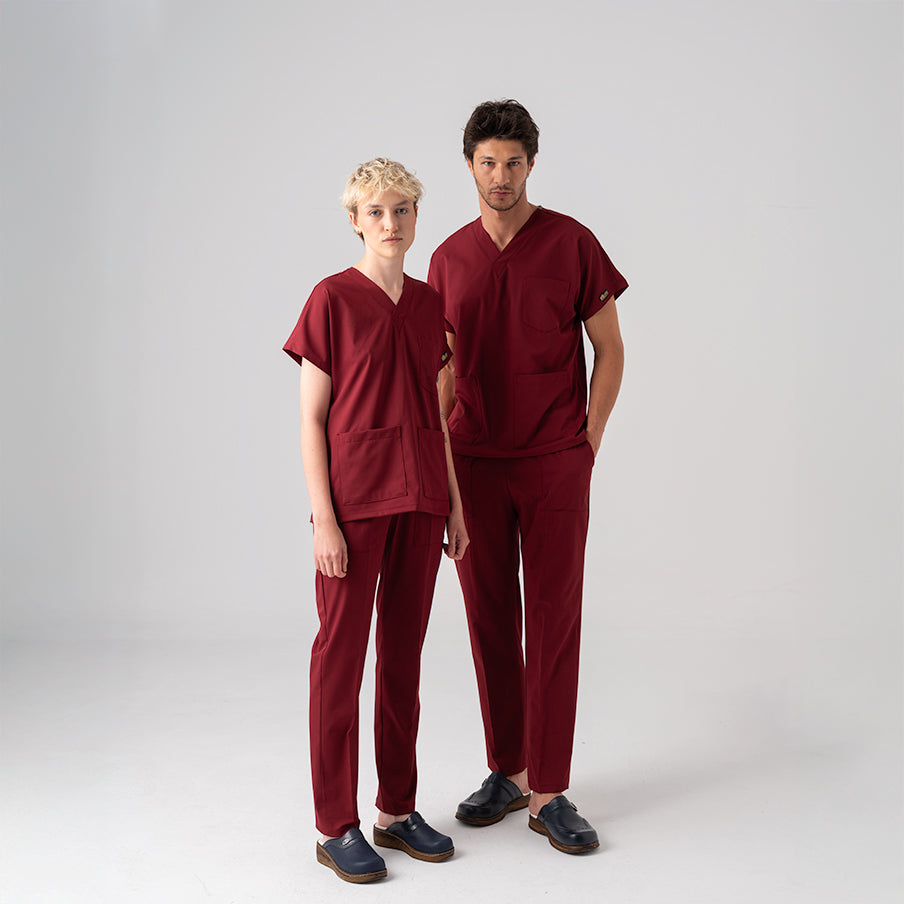 Bordo Dr. Greys  Scrubs Takım Best Likralı Kumaş