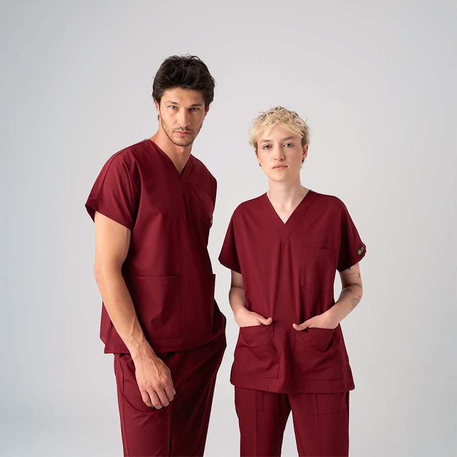 Bordo Dr. Greys  Scrubs Takım Best Likralı Kumaş