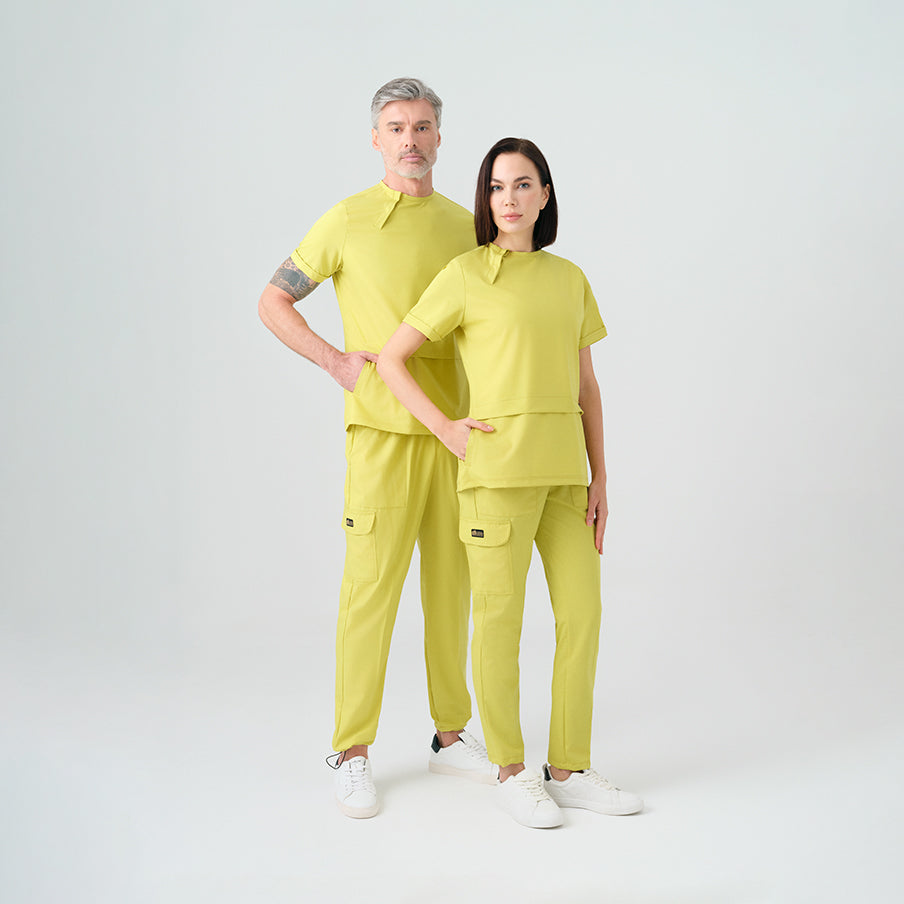 Neon Yeşil Zero  Scrubs Takım Best Likralı Kumaş