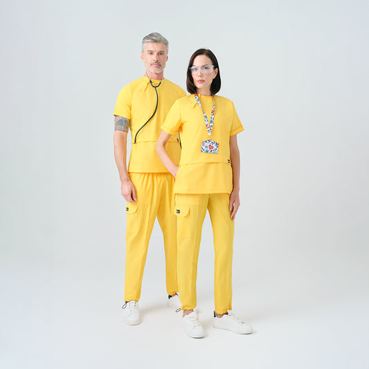 Sarı Zero  Scrubs Takım Best Likralı Kumaş
