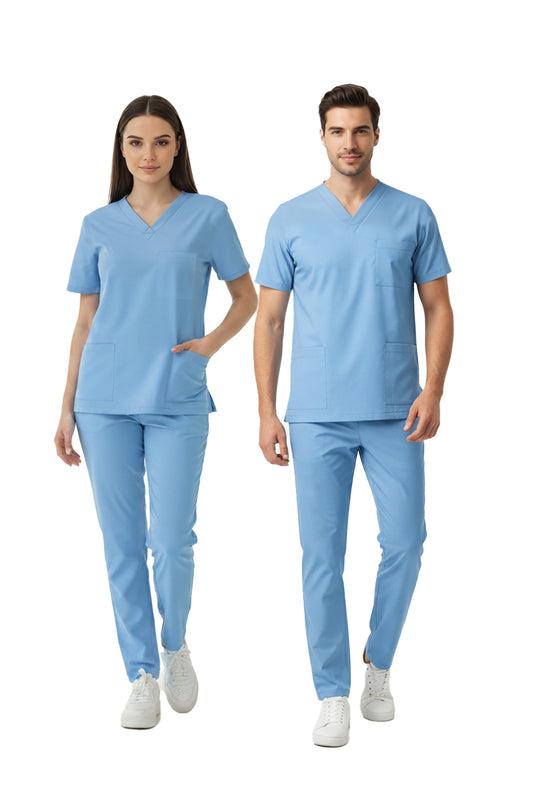 Alaskan Blue Dr. Greys  Scrubs Takım Lüks Likralı Kumaş