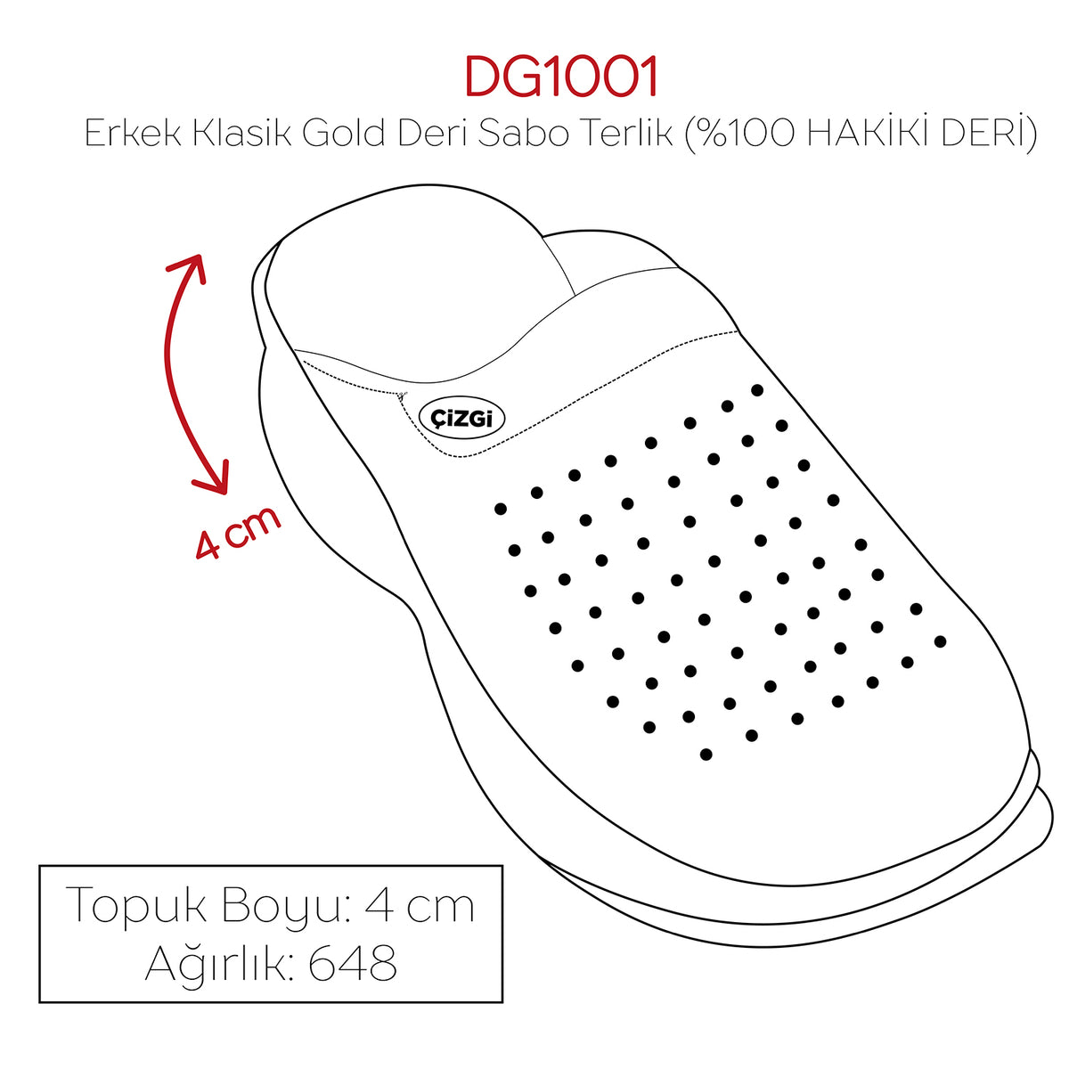 Gri Erkek  Gold Fit Hakiki Deri Sabo Terlik