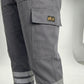 Gri 16/12 Gabardin Kumaş İş Pantolonu-3cm Çift Sıra Reflektörlü