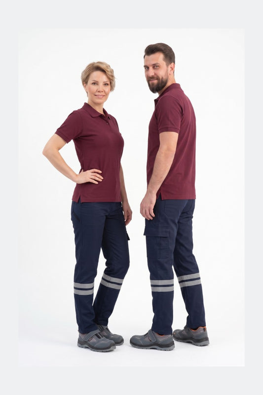 Lacivert 7/7 Gabardin Kumaş İş Pantolonu (Kışlık Kalın Kumaş)-3 cm Çift Sıra Reflektörlü