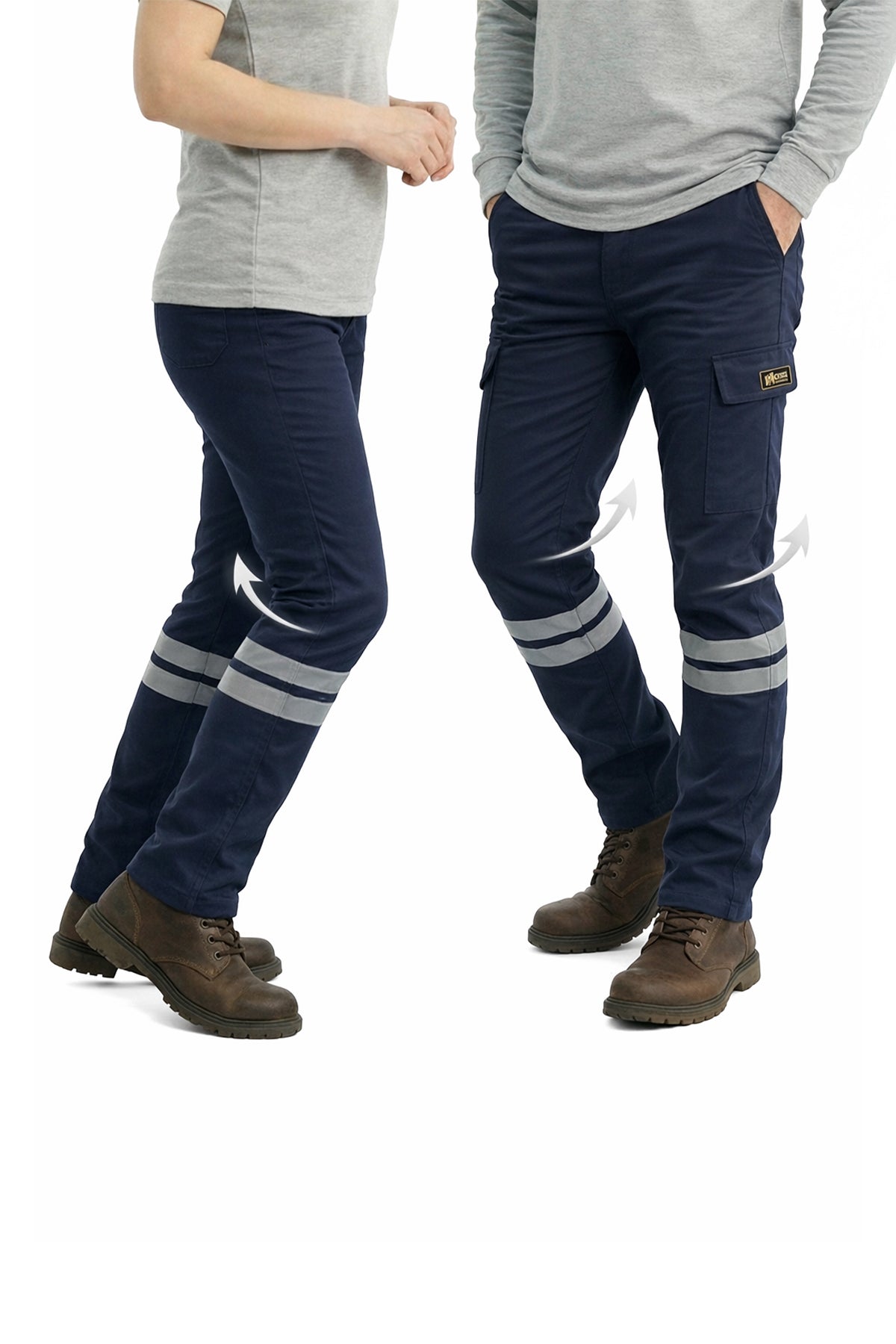 Lacivert 3 Cm Çift Sıra Reflektörlü Likralı Gabardin Kumaş İş Pantolonu