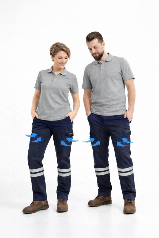 Lacivert 3 Cm Çift Sıra Reflektörlü Likralı Gabardin Kumaş İş Pantolonu