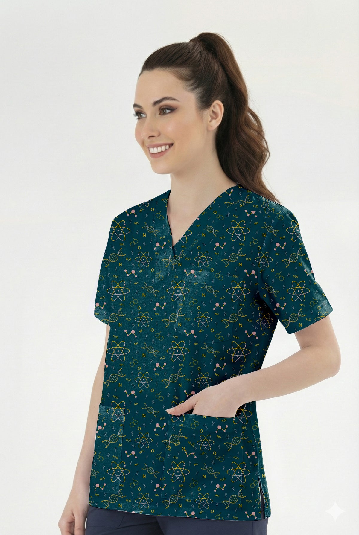 Kimya Sanatı Desenli Tek Üst (Cotton Likra Kumaş)