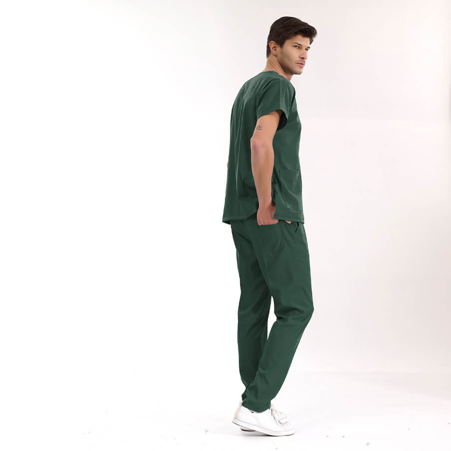 Avcı Yeşili Dr. Greys  Scrubs Takım Lüks Likralı Kumaş