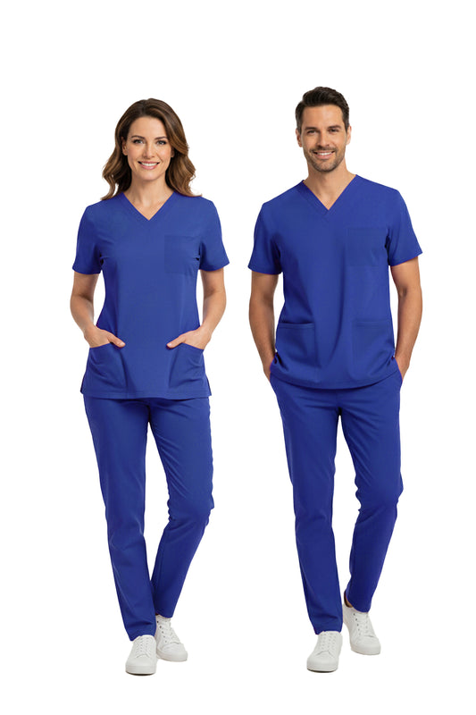 Dazzling Blue Dr. Greys  Scrubs Takım Lüks Likralı Kumaş