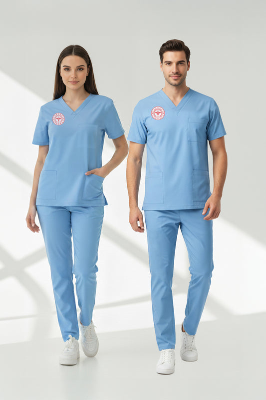 Scrubs Likralı Takım Sağlık Bakanlığı Uyumlu-Alaskan Blue