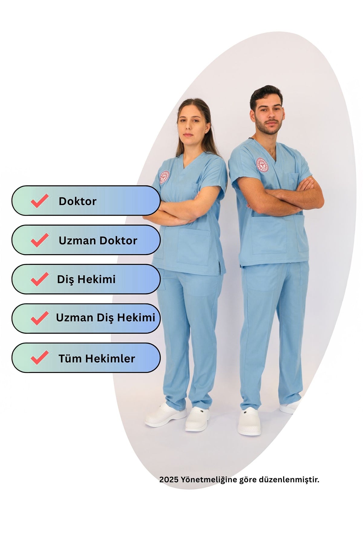 Scrubs Likralı Takım Sağlık Bakanlığı Uyumlu-Alaskan Blue