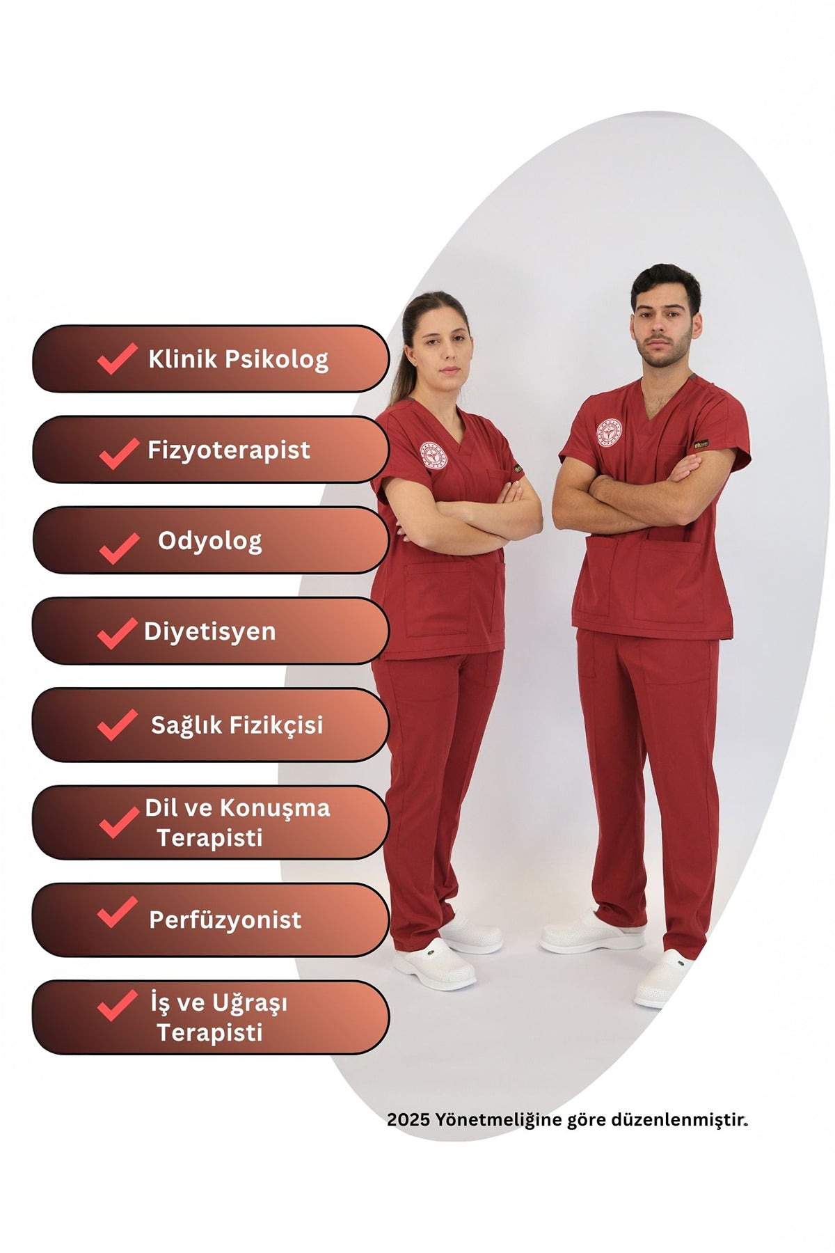 Lisans-Lisansüstü Sağlık Forması Scrubs Likralı Takım Sağlık Bakanlığı Uyumlu-Biking Red