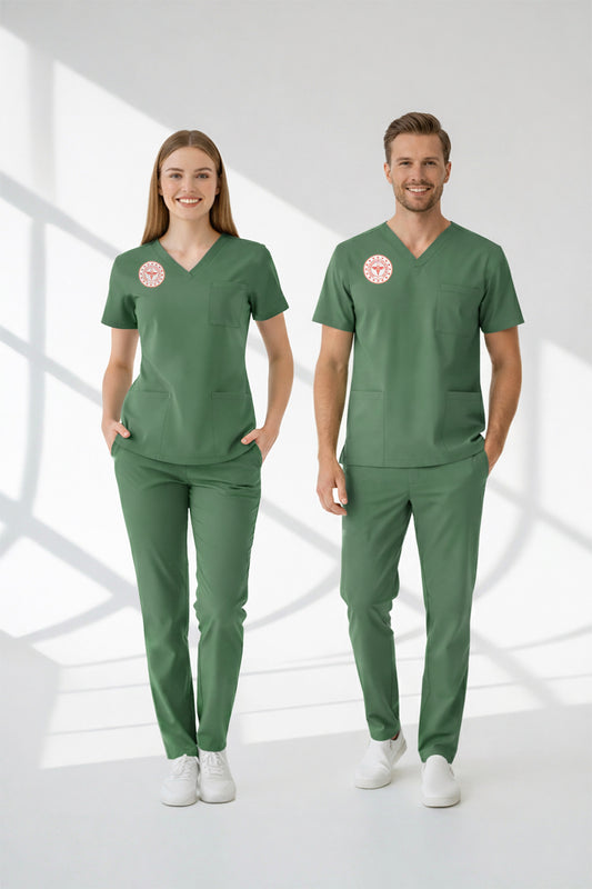 Ameliyathane Forması Scrubs Likralı Takım Sağlık Bakanlığı Uyumlu-Frosty Spruce