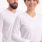 Beyaz %100 Pamuk Penye V Yaka Sweatshirt Uzun Kol