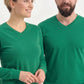 Brezilya Yeşili %100 Pamuk Penye V Yaka Sweatshirt Uzun Kol