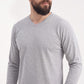 Gri Melanj %100 Pamuk Penye V Yaka Sweatshirt Uzun Kol