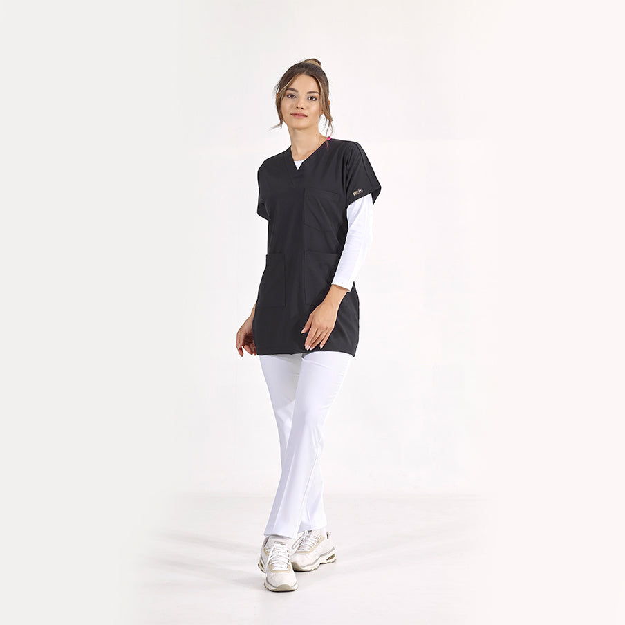 Lacivert Greys Tunik Boy Tesettür  Forma Tek Üst Lüks Likralı Kumaş