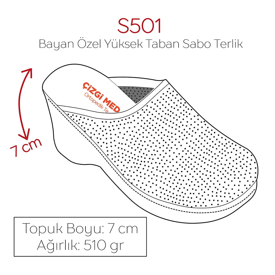 Beyaz Kadın  Özel Yüksek Tabanlı Sabo Terlik