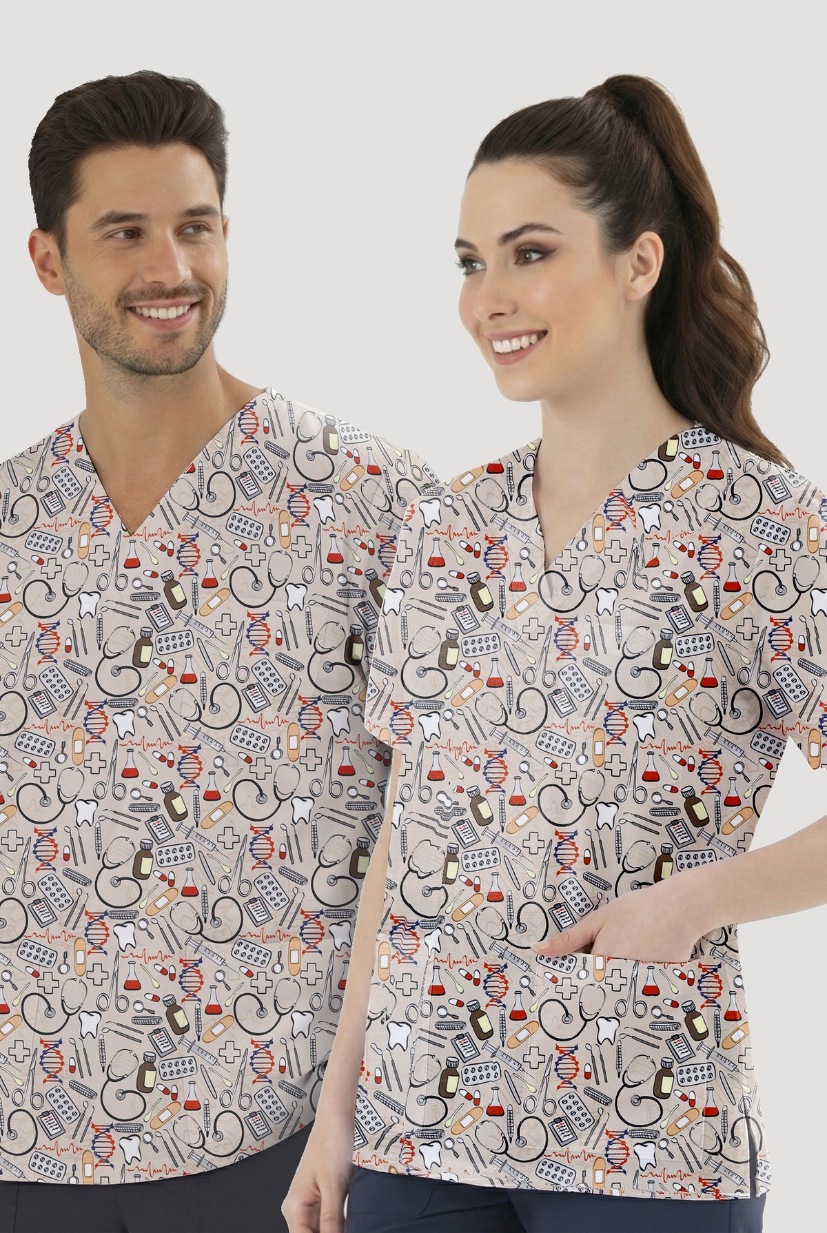 Şifa Evreni Desenli Tek Üst (Cotton Likra Kumaş)