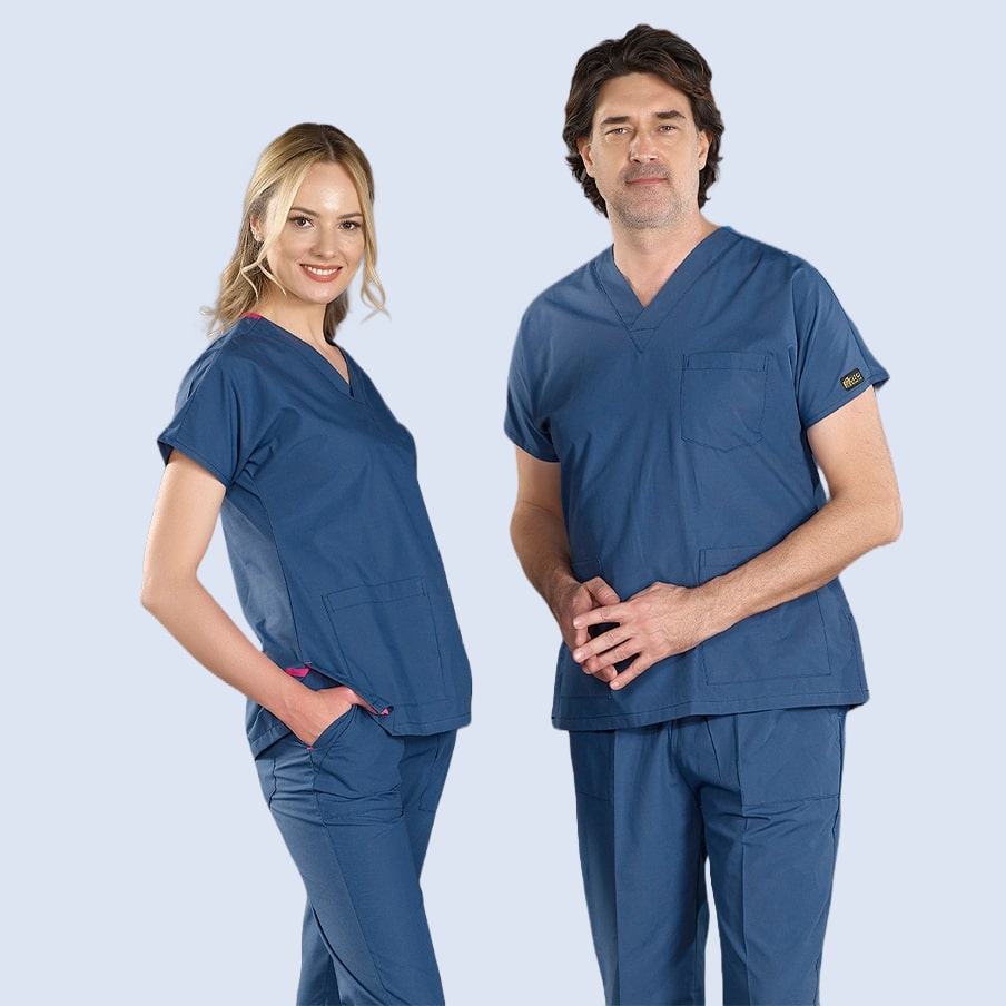Petrol Mavisi Dr. Greys  Scrubs Takım Terikoton Kumaş