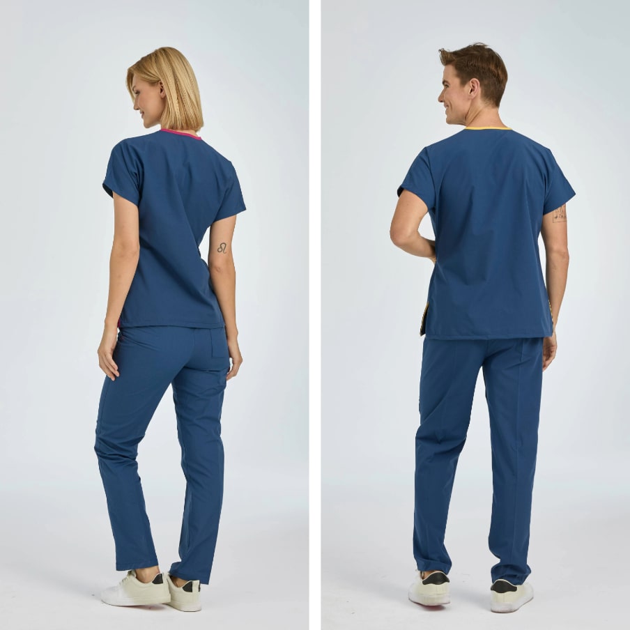 Petrol Mavisi Dr. Greys  Scrubs Takım Terikoton Kumaş